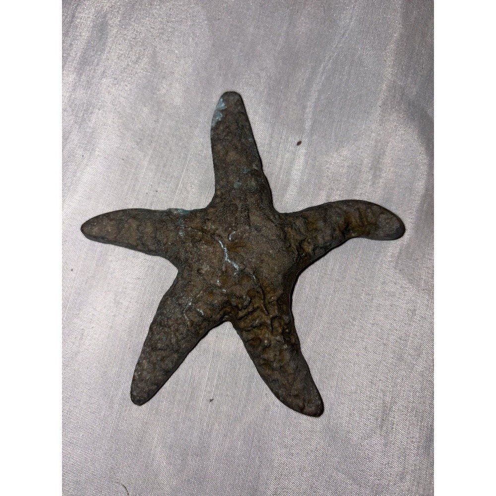 Vintage Cast Solid Brass Starfish Figurine Coastal Nautical Paperweight 5"